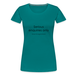 bow Serious enquiries only T-Shirt - diva blue