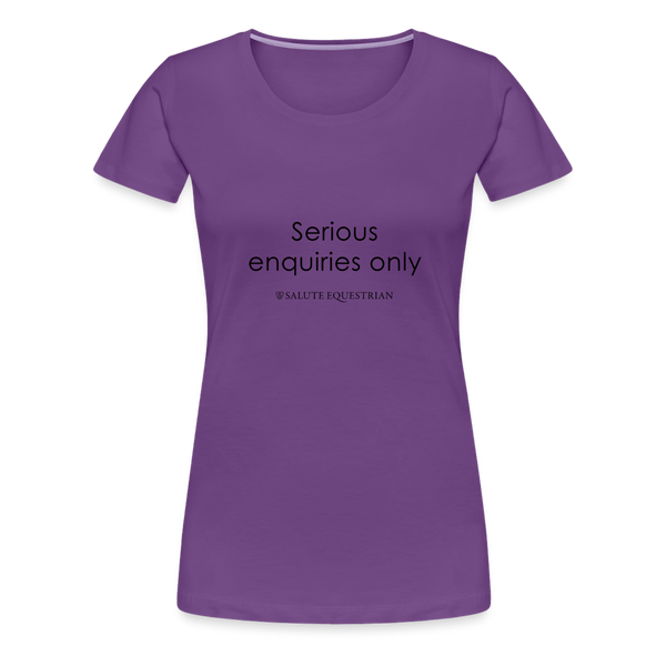 bow Serious enquiries only T-Shirt - purple